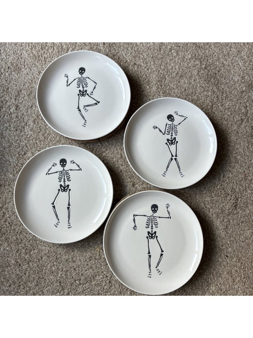 Way To Celebrate 4 Pack Skeleton Appetizer Plates 6.81”